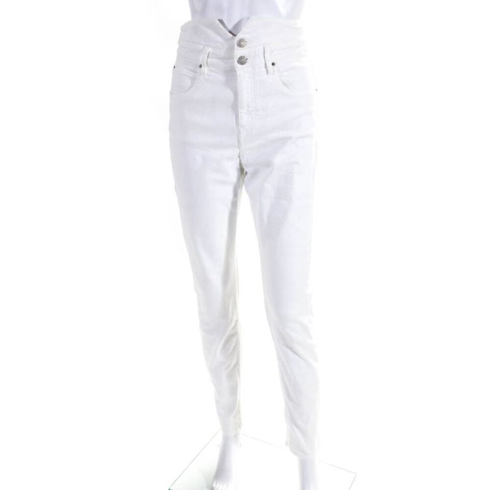 Etoile Isabel Marant Womens Buttoned High Rise Skinny Pants White Size EUR38